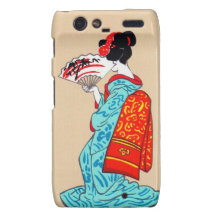 Fan classique japonaise fraîche de kimono de dame  coques droid RAZR