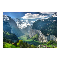 Fantastische die Schweiz-Alpen-Leinwand-feine Kuns poster