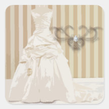 Faveur élégante de mariage de robe de mariage sticker carré