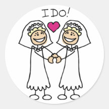 Faveurs lesbiennes de mariage adhésifs ronds