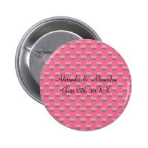 Faveurs roses de mariage de petit gâteau badges