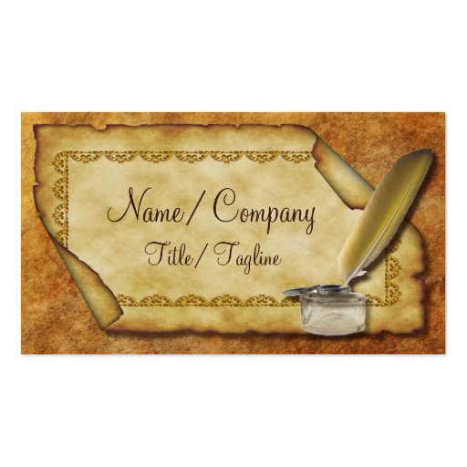 Federkiel und Pergament Visitenkartenvorlagen