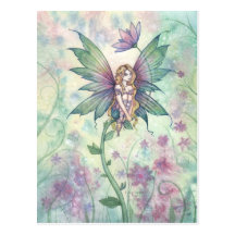 Fée mystique de fleur de jardin en carte postale d