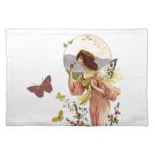 Fée victorienne et papillons sets de table