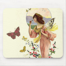 Fée victorienne et papillons tapis de souris