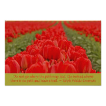 Feld der roten Tulpen mit inspirierend Zitat Kunstphotos