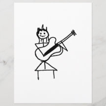 female bass guitar stick figure black and white custom flyer