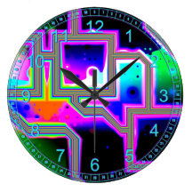 Fenêtre dans l'abrégé sur magenta et cyan univers  pendules murales