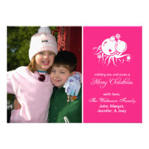 Festliche Verzierungs-Karte (frohe Weihnacht-Pink) Einladung