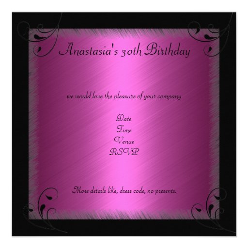 Fête d'anniversaire florale de noir de roses indie invitations