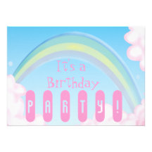 fête d'anniversaire mignonne d'arc-en-ciel invitations personnalisées