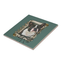 Fête des pères - pattes en pierre - Boston Terrier Carreaux En Céramique