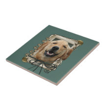 Fête des pères - pattes en pierre - golden retriev carreaux en céramique