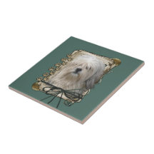 Fête des pères - pattes en pierre - Lowchen Carreau En Céramique