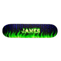 Feuer James grüner Skatersollie Skateboard. Individuelles Skateboard