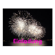 Feuerwerk am Meer Einladung Postkarte