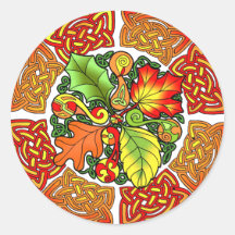 Feuille d'automne celtique adhésifs ronds