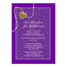 Fiançailles pourpre d'anniversaire de mariage d'or carton d'invitation