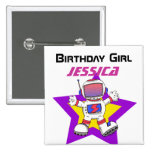 Fille d'anniversaire d'astronaute badges publicitaires