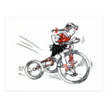 Fille nostalgique sur le tricycle carte postale