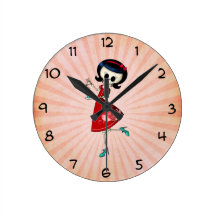 Fille squelettique douce et effrayante horloges