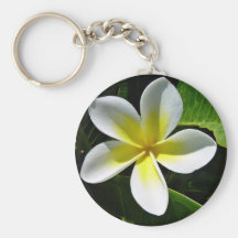 Fleur blanche et jaune de Frangipani Porte-clés