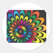 Fleur colorée abstraite adhésif rond