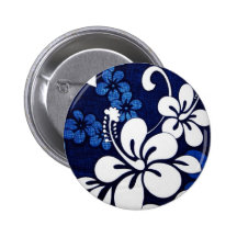 Fleurs bleues d'Hawaï Badge Avec Épingle