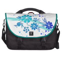 fleurs bleues et cyan sac ordinateurs portables