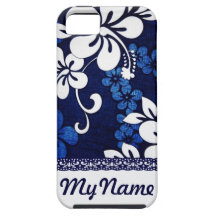Fleurs bleues personnalisées d'Hawaï Coques Case-Mate iPhone 5