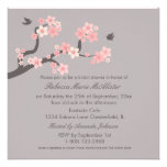Fleurs de cerisier roses/invitation nuptiale gris 