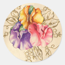 Fleurs en pastel vintages autocollants