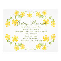 Fleurs jaunes d'or d'aquarelle invitations personnalisées
