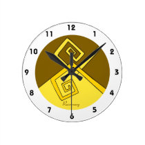 Flippige Retro gelbe Linien Brown und gelbe Uhr 3 wanduhren