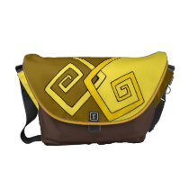 Flippiges Retro Gelb auf Brown-gelbem MED-Boten kuriertaschen
