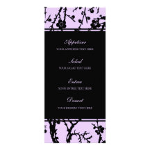 Floral pourpre et noir de menu de mariage carte double