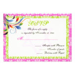 Flourish de couleurs d'arc-en-ciel, damassé RSVP d Invitations Personnalisées