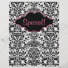 Flyer-Salon-Blumendamast-Schwarz-weißes Rosa