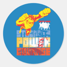 Force de ligue de justice. Puissance. Courage. Car Autocollants Ronds