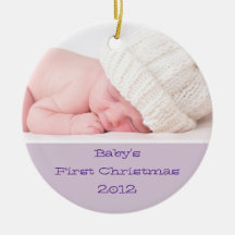 Foto-Verzierung | des Babys erste Weihnachtslila Ornamente