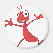 Fourmi rouge heureuse sautant pour la joie magnets pour réfrigérateur