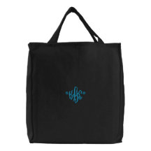 Fourre-tout brodé décoré d'un monogramme sacs fourre-tout brodés