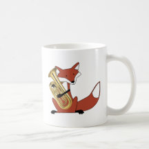 Fox, der den Euphonium spielt Kaffee Haferl