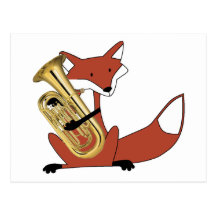Fox jouant l'euphonium carte postale