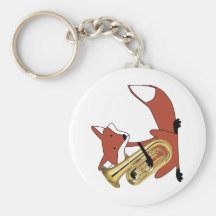 Fox jouant l'euphonium porte-clé