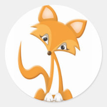 Fox mignon de bande dessinée adhésifs ronds