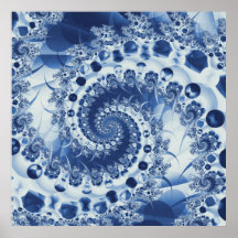 Fractale en spirale bleu-clair de Shell Posters