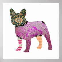Französische Bulldoggen-Patchwork-Haustier-Druck Plakatdrucke