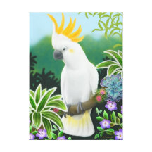 Freundliche Zitrone Crested Cockatoo eingewickelte Galerie Falt Leinwand