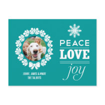 Frieden, Liebe und Freude-Weihnachtsfoto-Postkarte